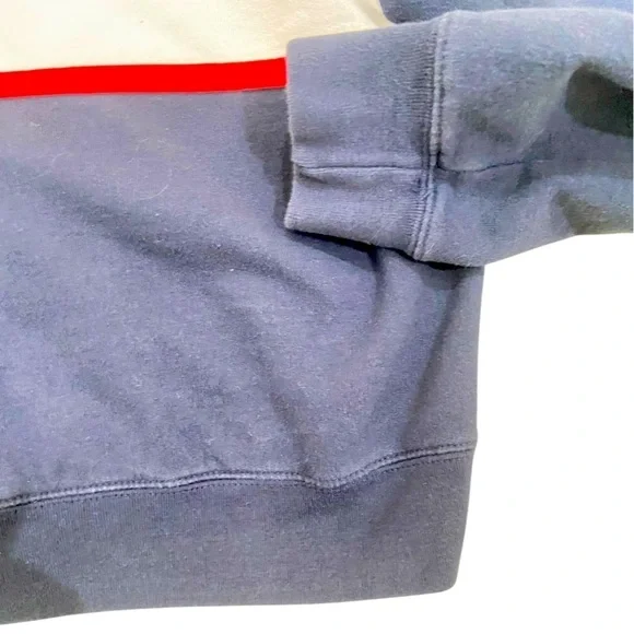 John Galt California navy cotton blend sweatshirt red ivory stripe medium - Picture 6 of 10